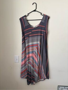 Sleeveless Asymmetrical Striped Dress